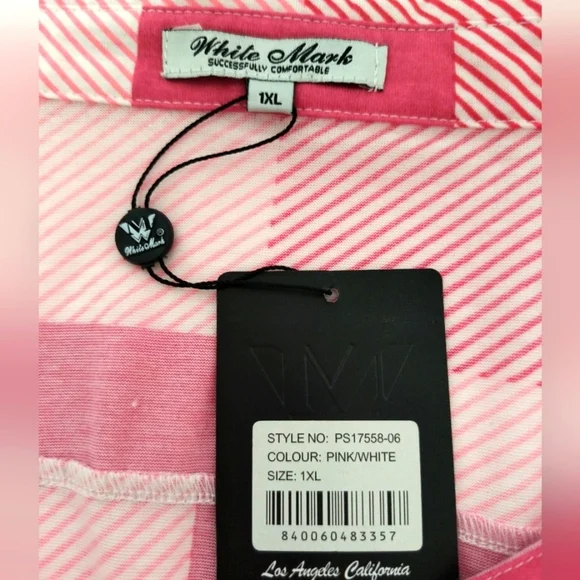 New Pink and White Checkers Shirt / Size 1X - Picture 9 of 11